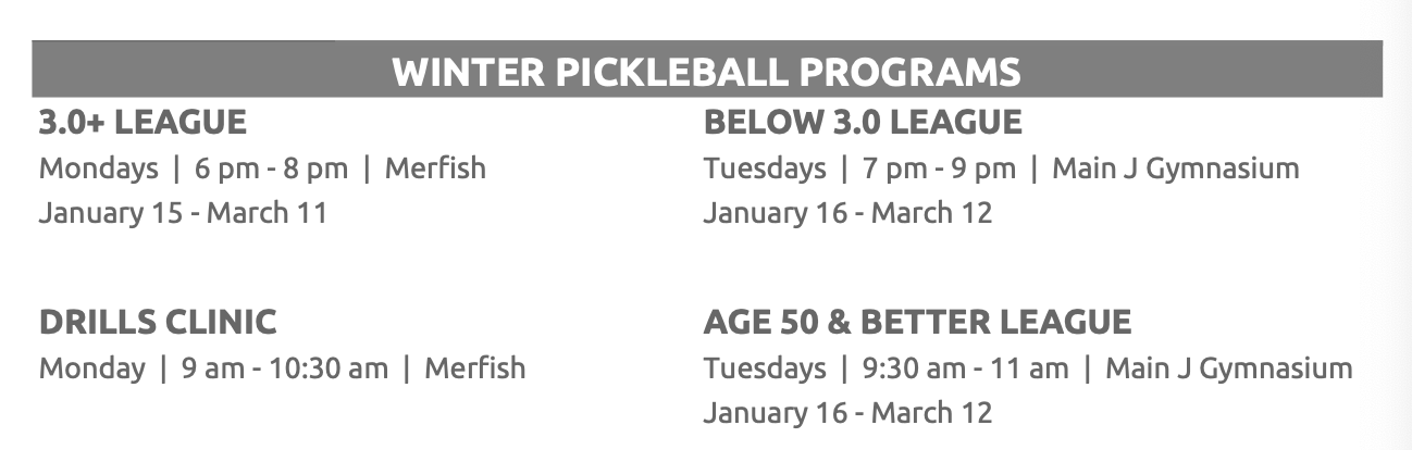 Pickleball programs